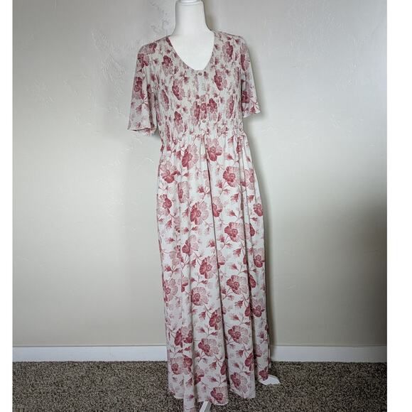 Polagram Dress Womens Medium Floral Romantic Feminine Lined Pockets Modest Maxi - Picture 4 of 15